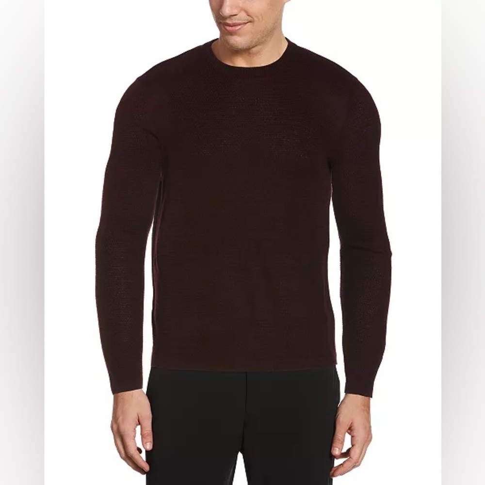 Perry Ellis Deep Maroon Knit Sweater Top Size Large